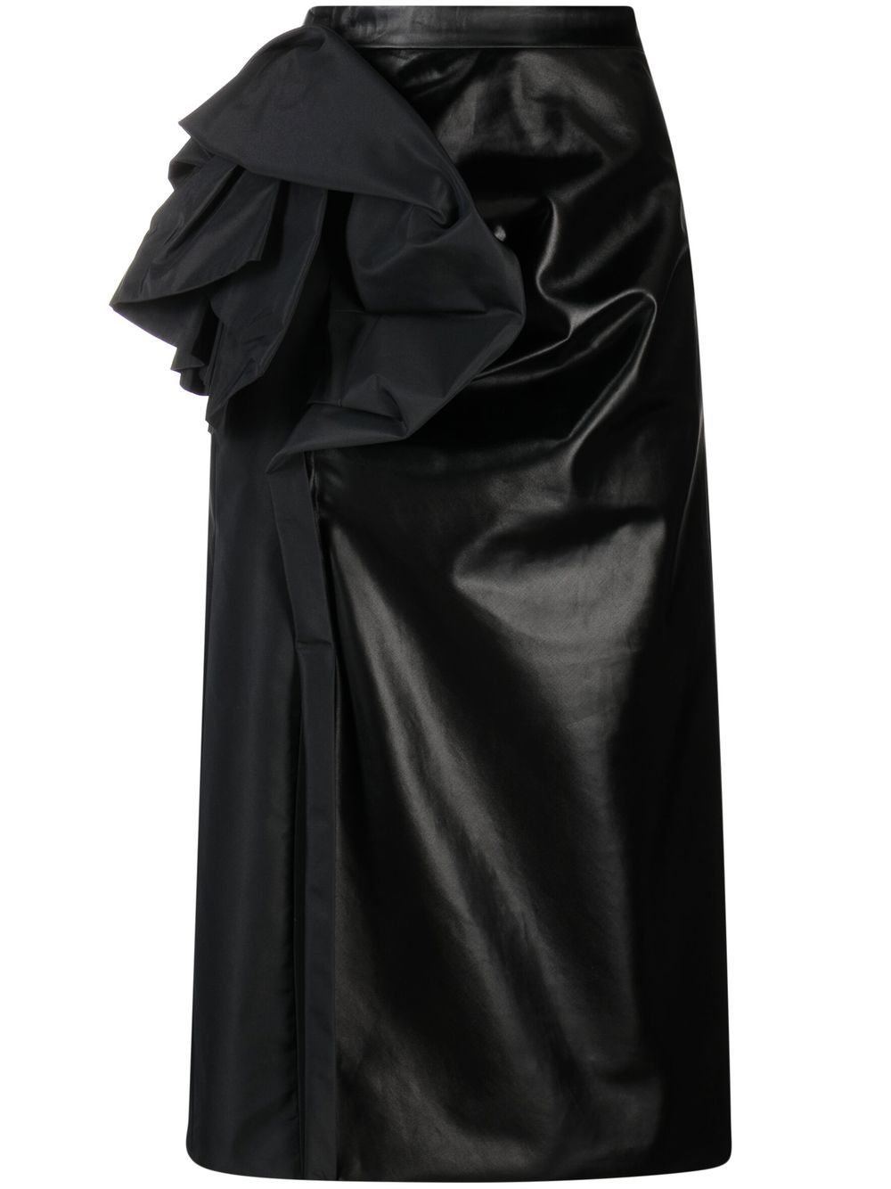 Appliqué-detail faux-leather skirt - Black