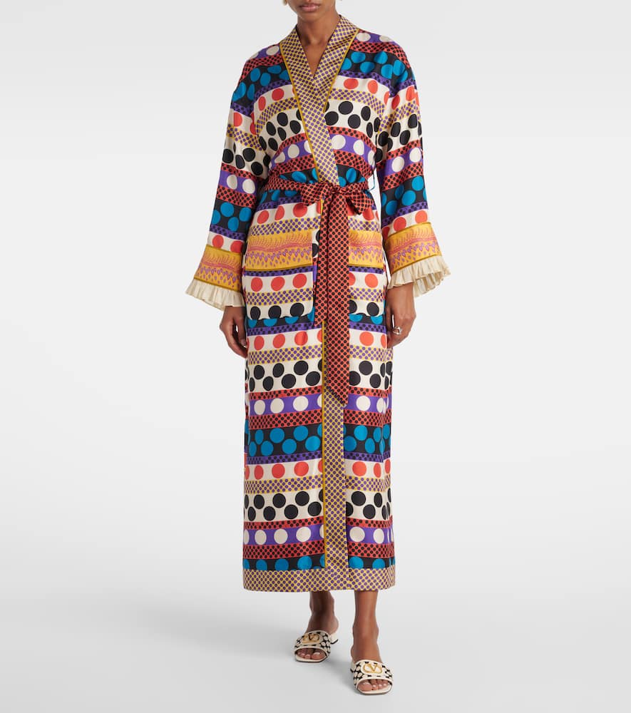 Polka-dot silk beach cover-up