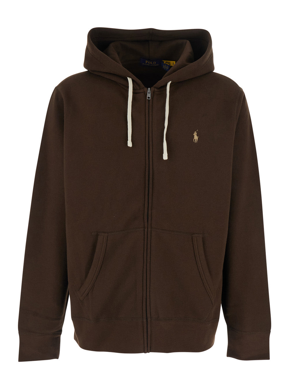 Zip-Front Cotton Blend Hoodie — Brown