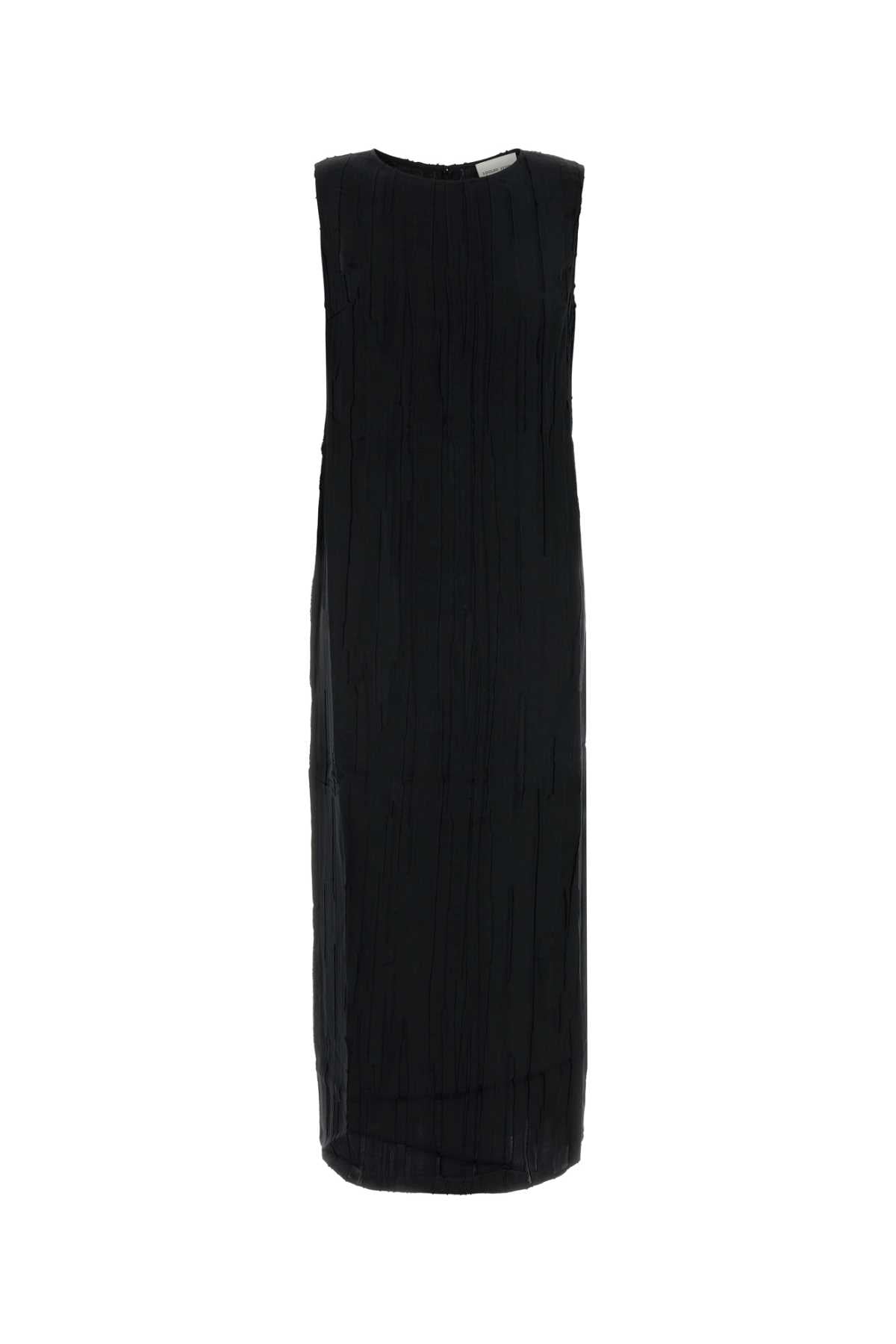 Silk-Cotton Blend Dress — Black