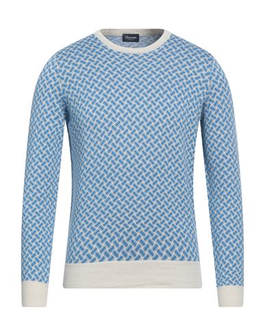 Man Sweater Azure Size 36 Cotton, Linen, Polyester