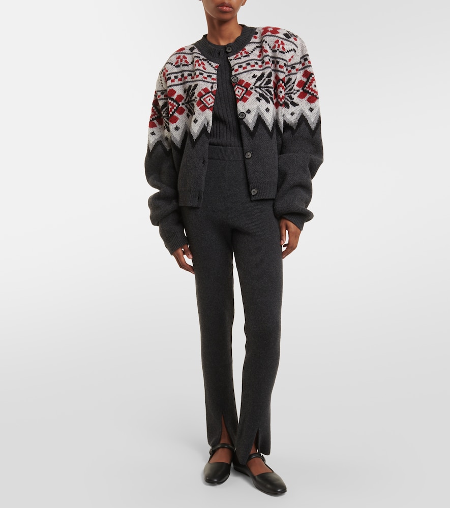 Ribbed-knit cashmere slim pants