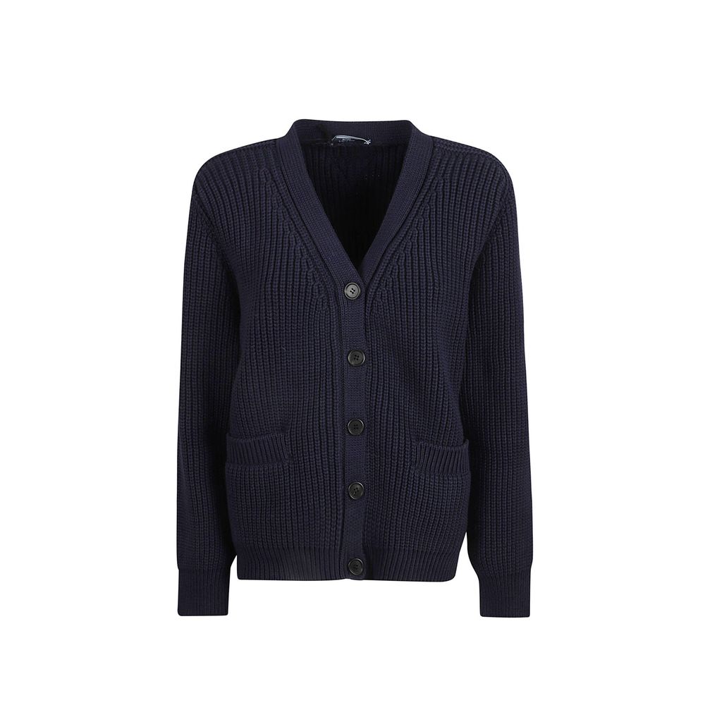 Cotton Ribbed Cardigan — Navy