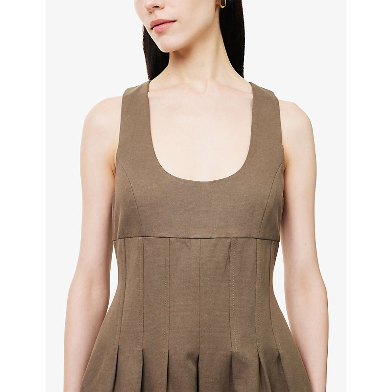 Womens Cinched Cotton-Blend Midi Dress