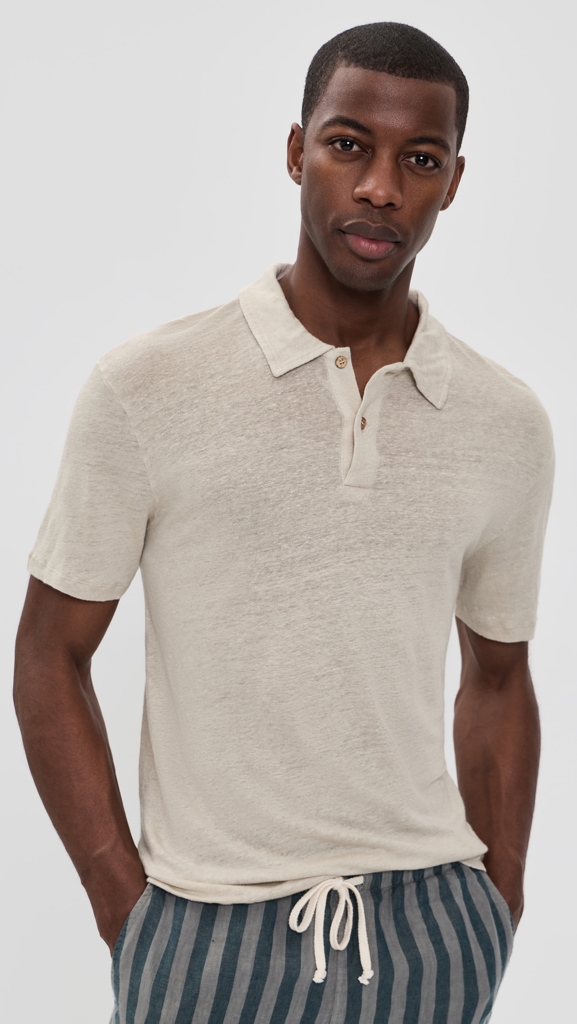 Linen Knit Polo Bone