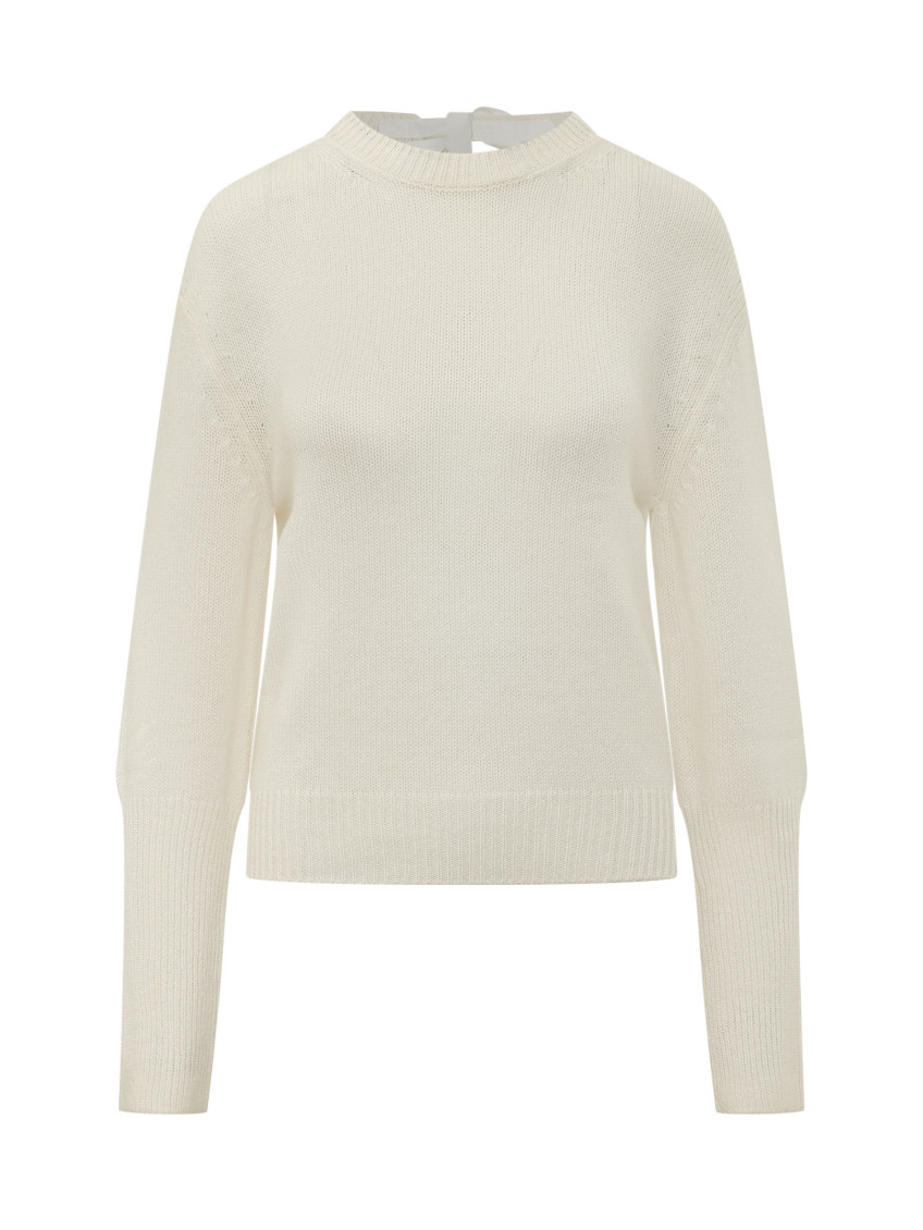 Off White Knitted Crew Neck Sweater