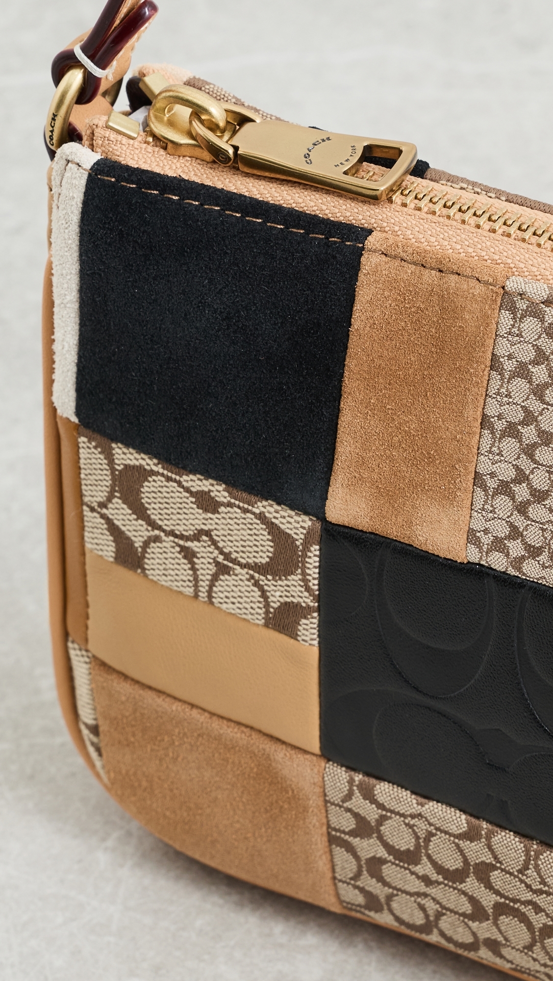 Patchwork Leather Plaza Shoulder Bag Brown Multi One Size