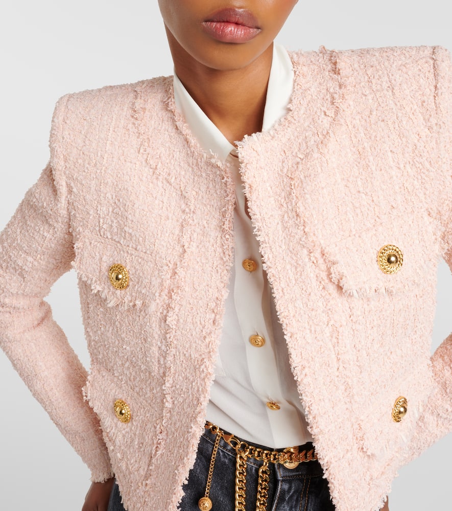 Frayed tweed jacket