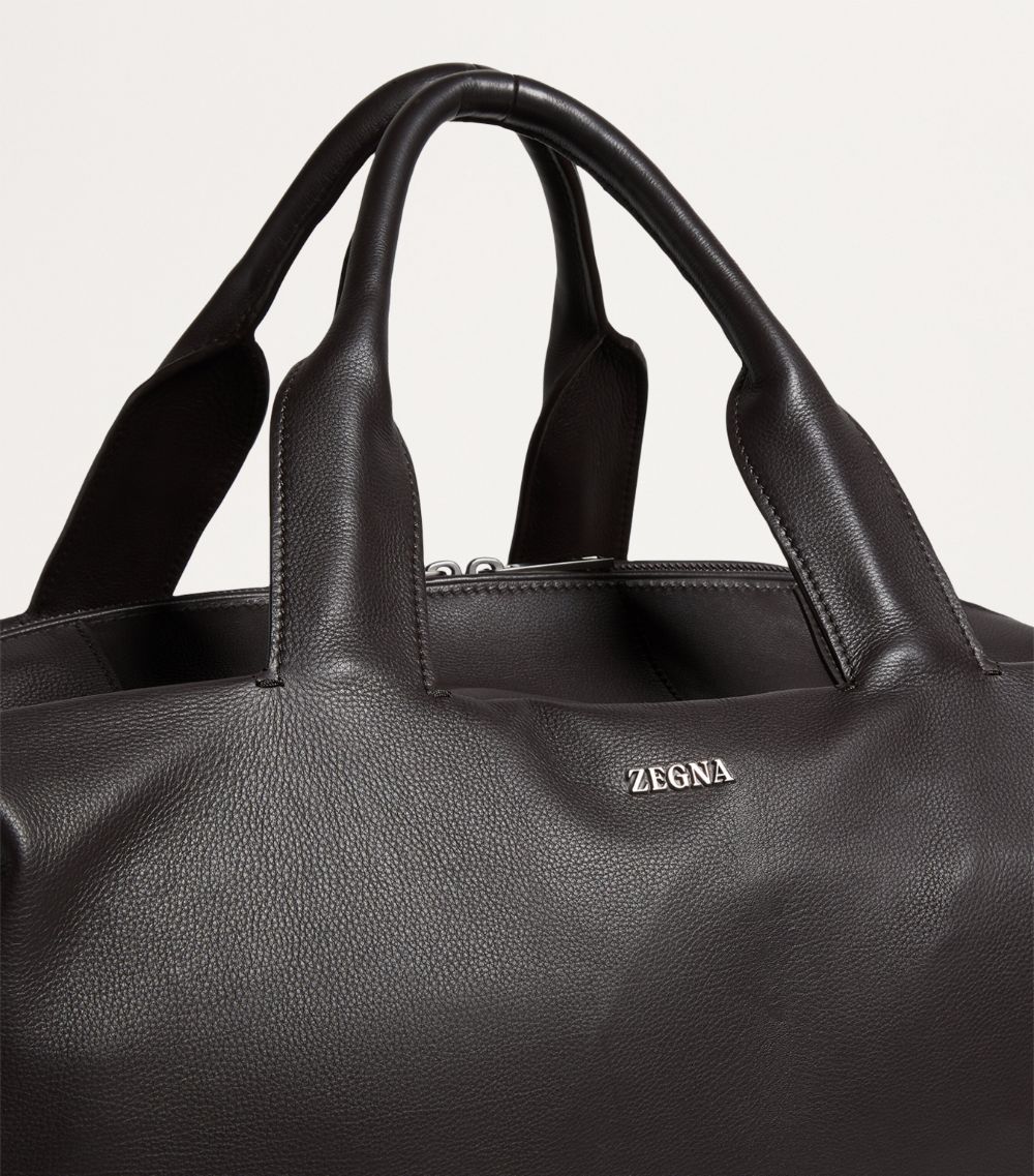 Cotton Leather-Trim Raglan Holdall