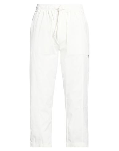 Man Pants White Size M Cotton, Elastane