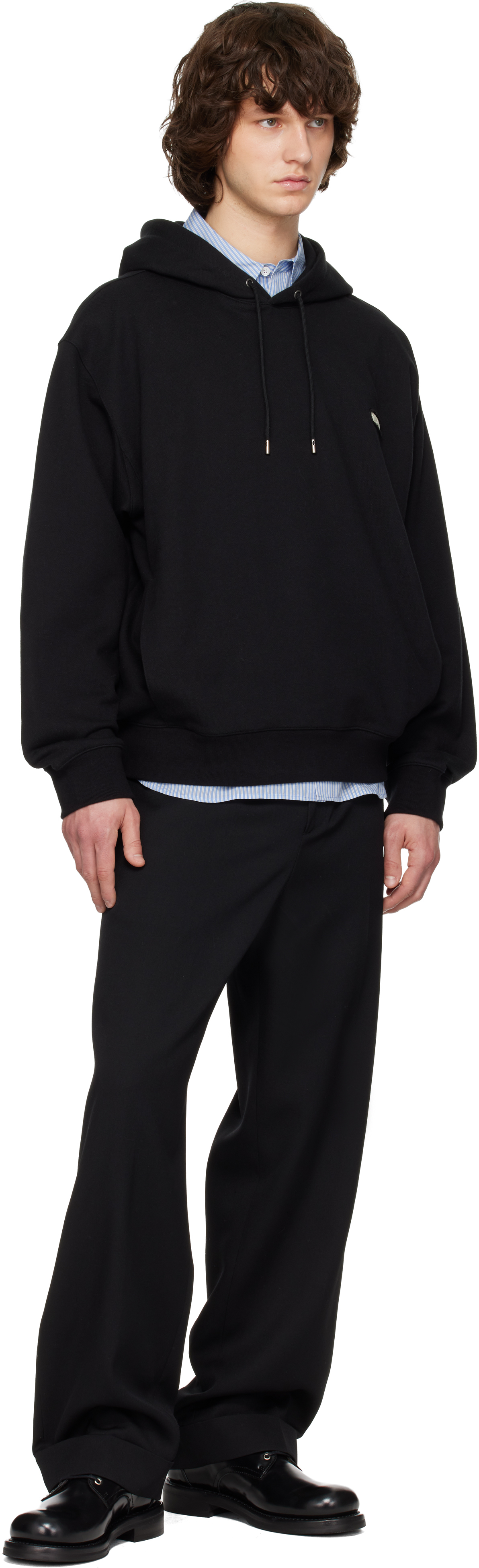 Black Solid Back Logo Hoodie