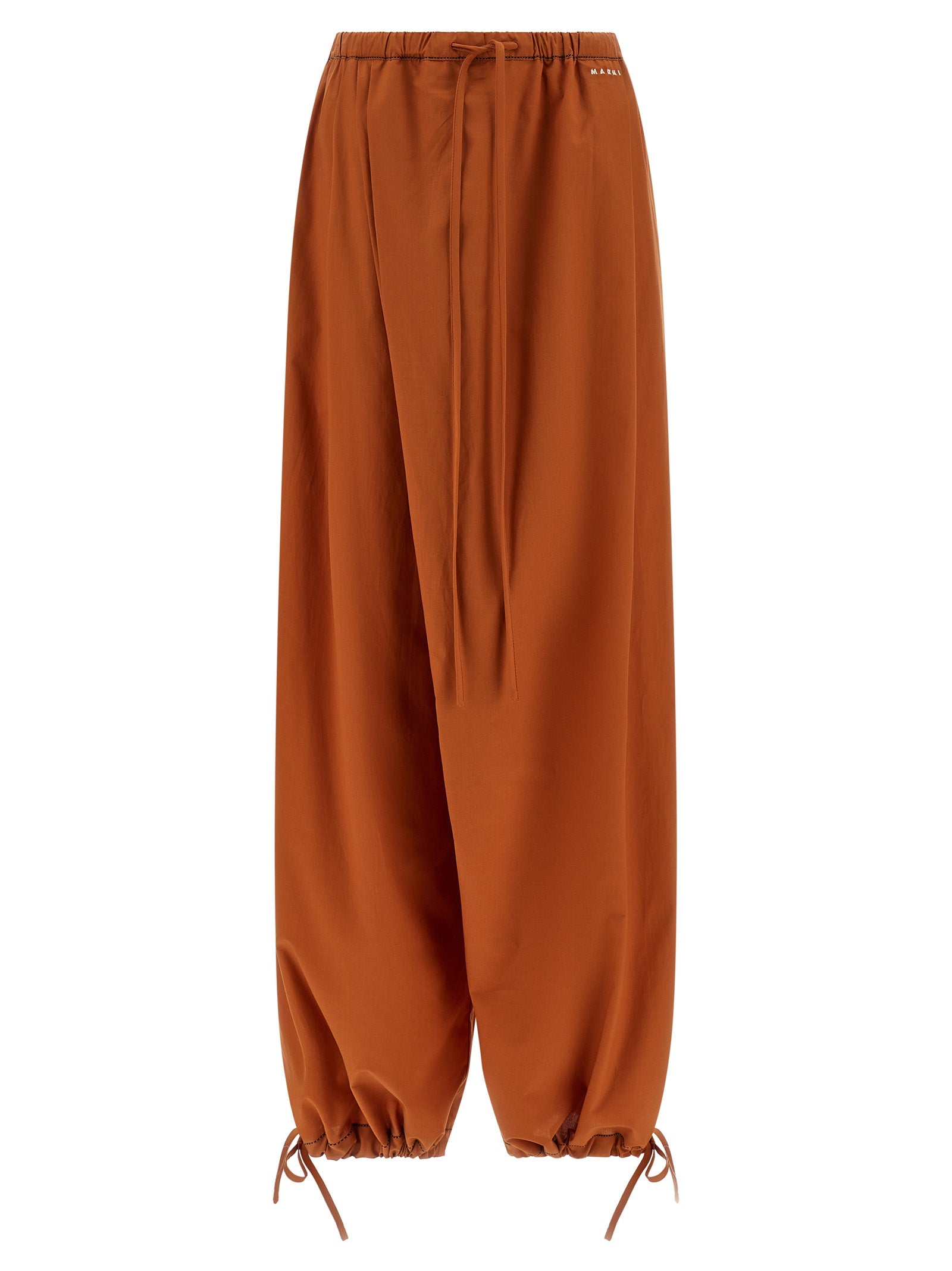 Cotton Poplin Drawstring Pants — Orange