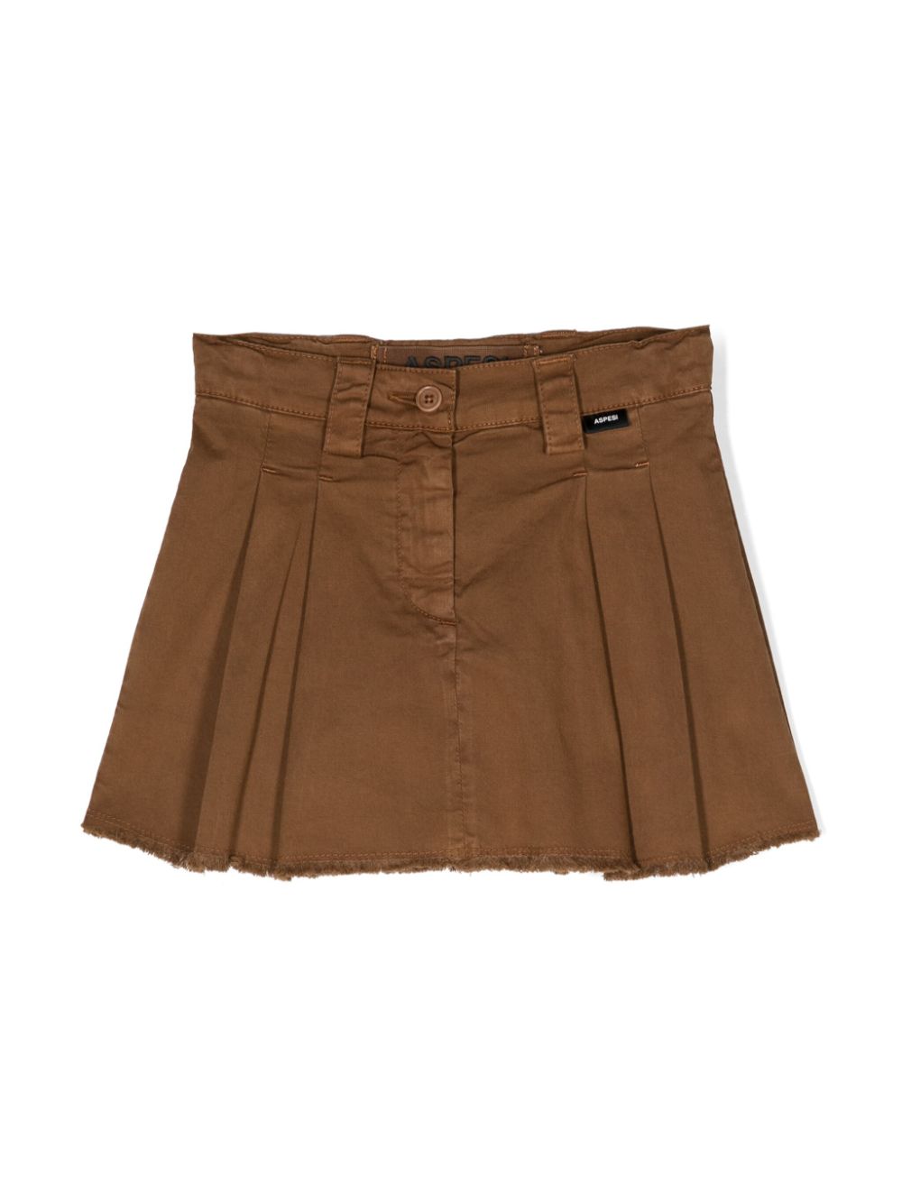 Frayed-hem pleated skirt - Brown