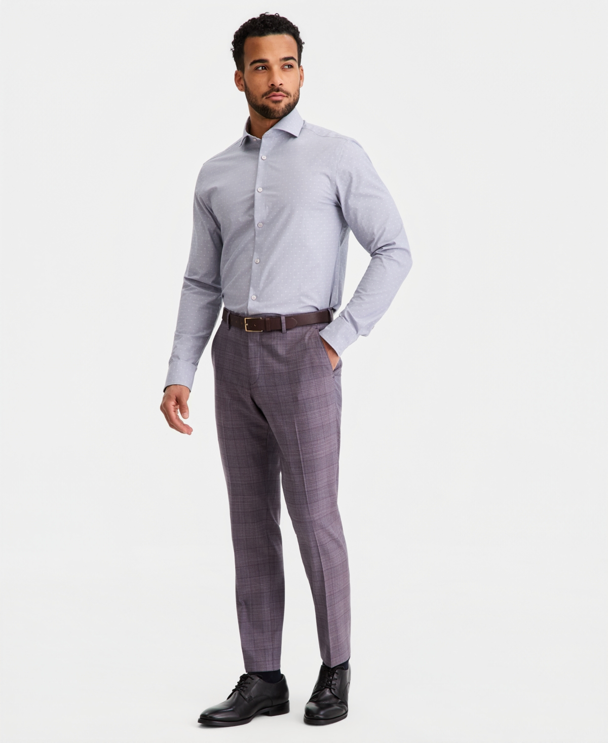 Ted by Men's Modern-Fit Plaid Suit Separate Pants - Purple