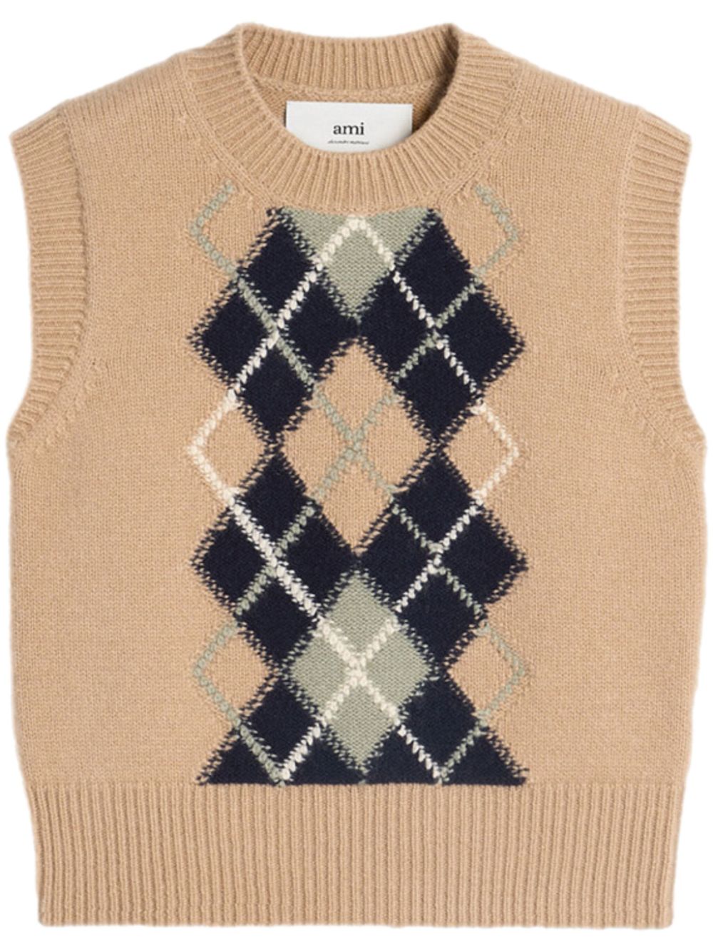 Check-pattern wool-blend vest - Neutrals