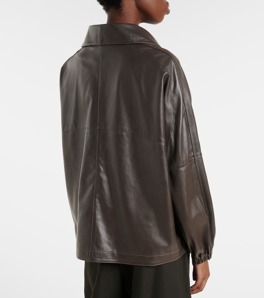 Anorak leather jacket
