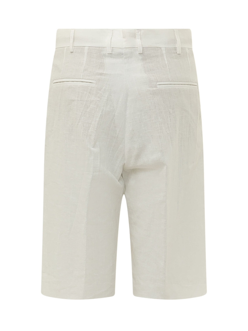 White Solid Pleated Shorts