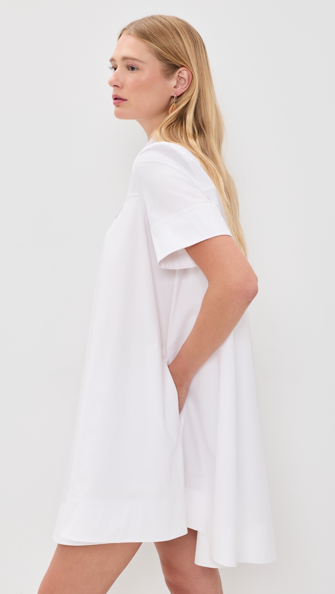 Super Poplin Collared Short Sleeve Dress White