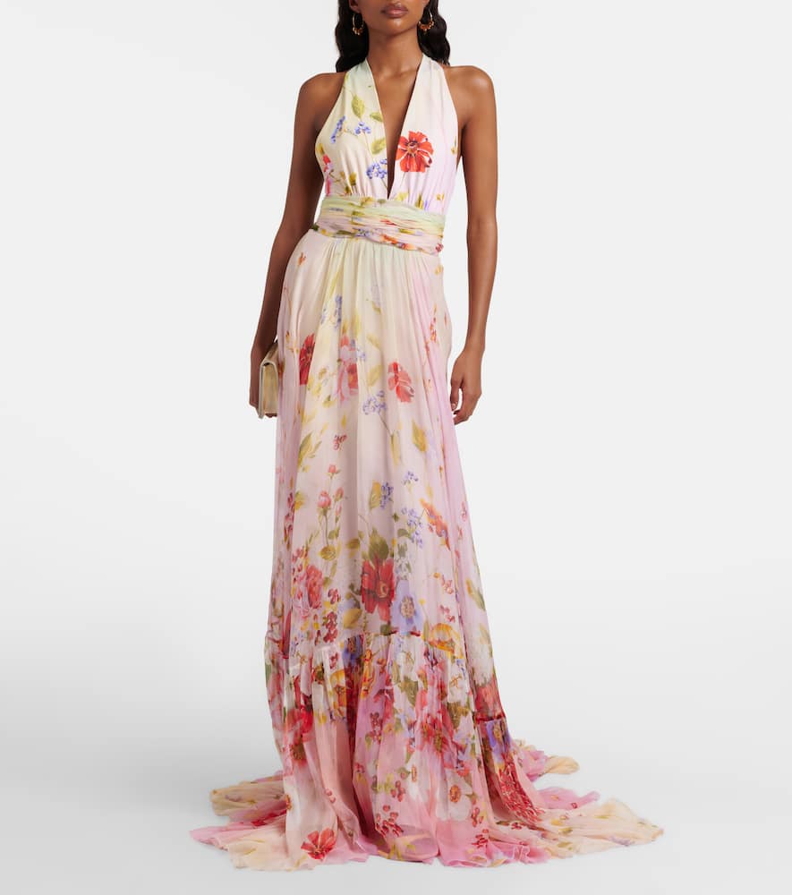 Floral silk gown