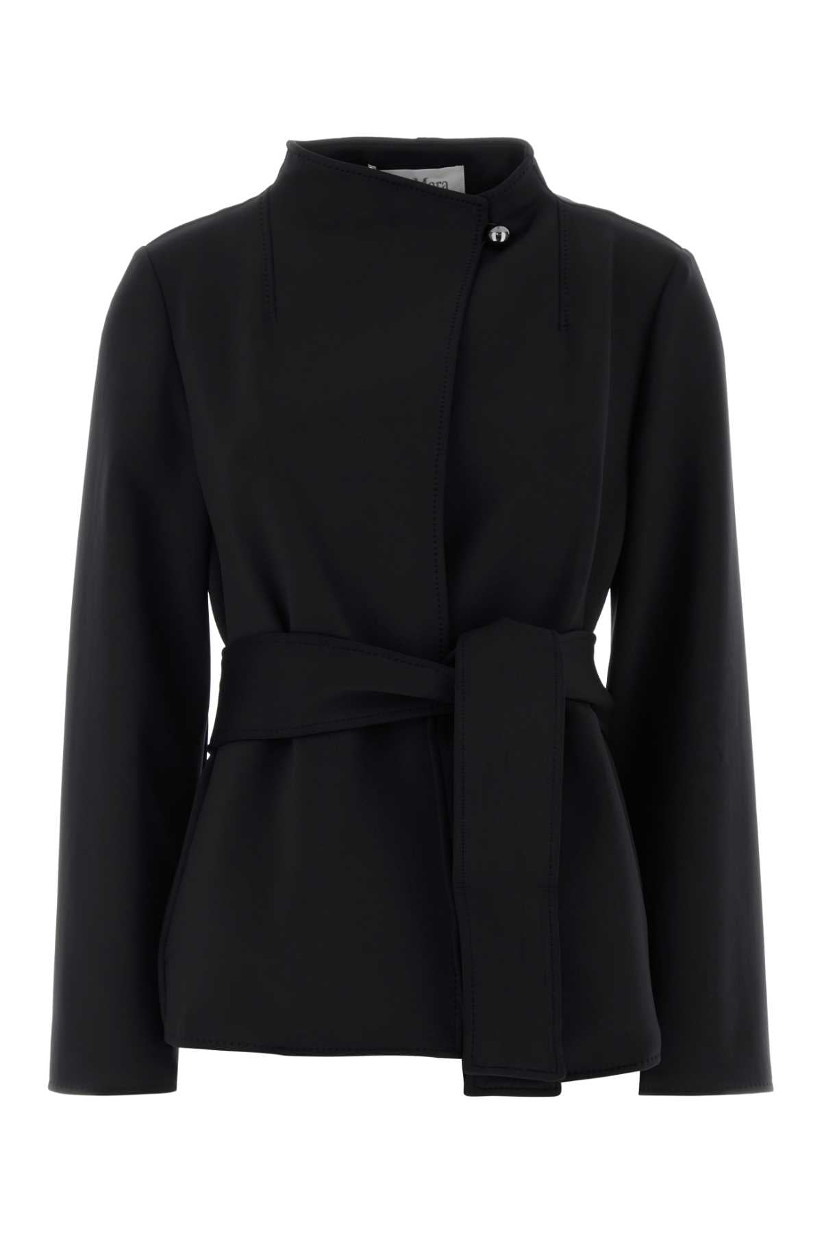 Nylon-Elastane Wrap Jacket — Black