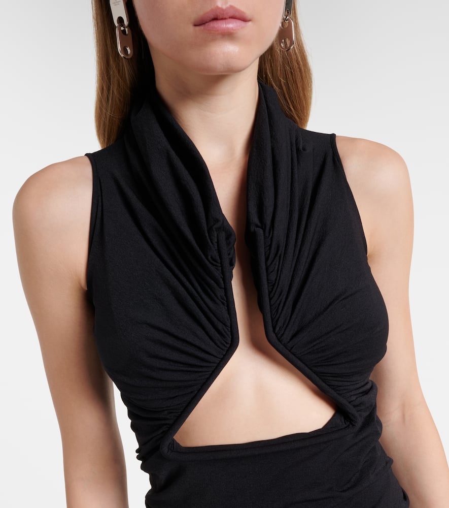 Cutout ruched jersey top
