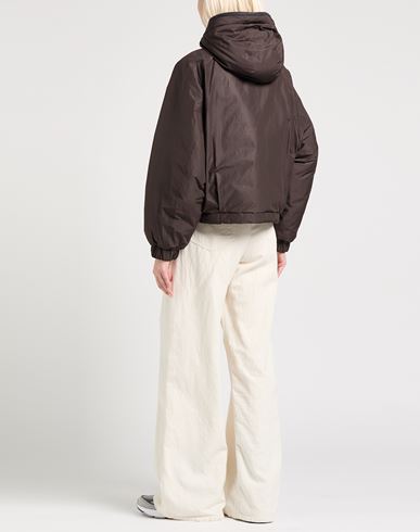 Woman Puffer Dark brown Size 6 Polyester, Cotton