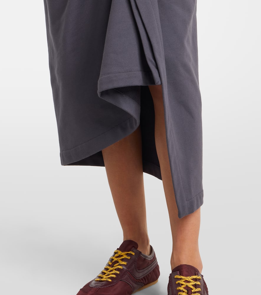 Ruffled cotton midi skirt
