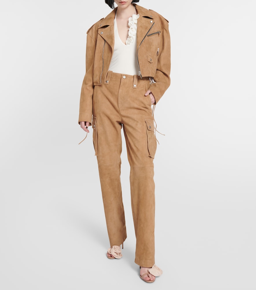 Suede cargo pants