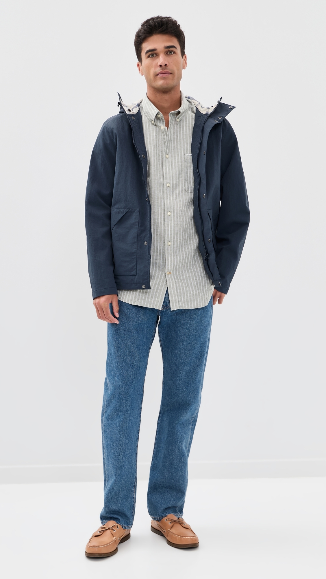 Nelson Stripe Long Sleeve Tailored Shirt Bleached Olive
