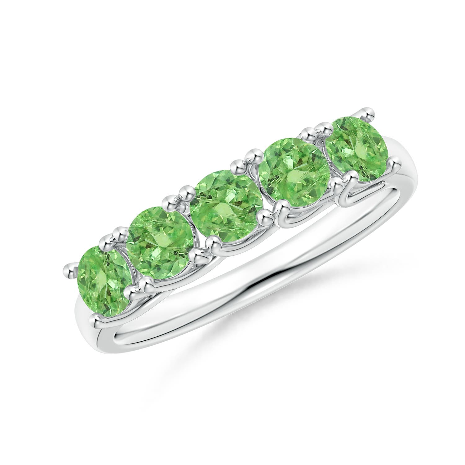 Angara 1.3 Carats Half Eternity Five Stone Tsavorite Wedding Ring in 18K White Gold