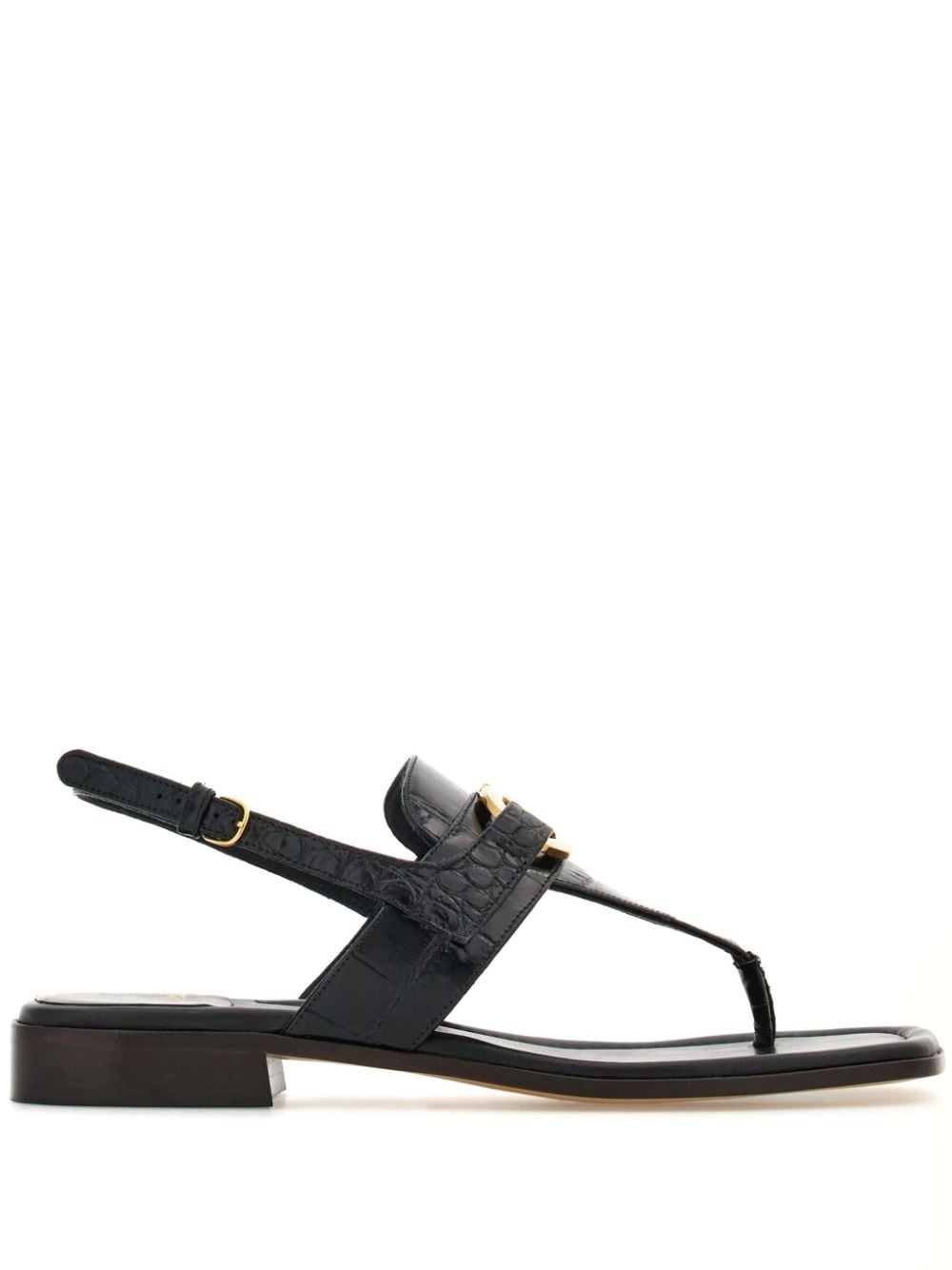 - Gancini Leather Thong Sandals