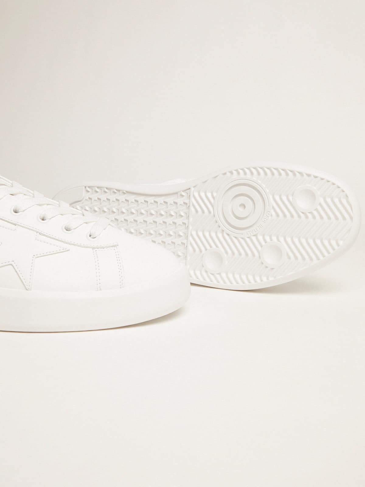 Golden Goose - White Purestar Sneakers With Fluorescent Orange Heel Tab, Man