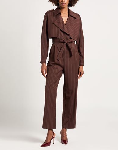 Woman Jumpsuit Chocolate brown Size S Polyester, Rayon, Elastane