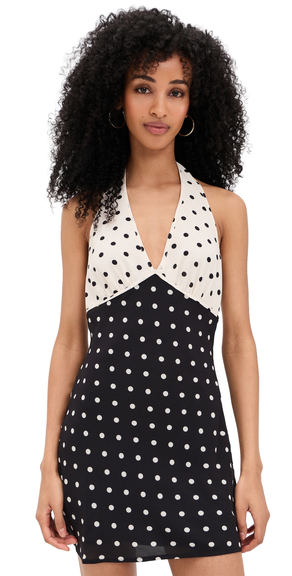 Polka-Dot Mini Dress Black/Cream