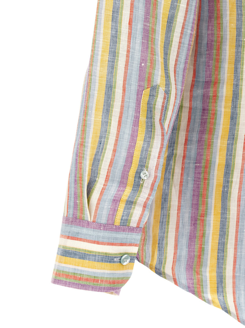 Striped Linen Shirt Shirt And Blouse Multicolor