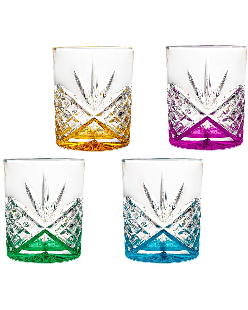 Dublin Crystal Rainbow Double Old Fashion Glasses (Set Of 4)