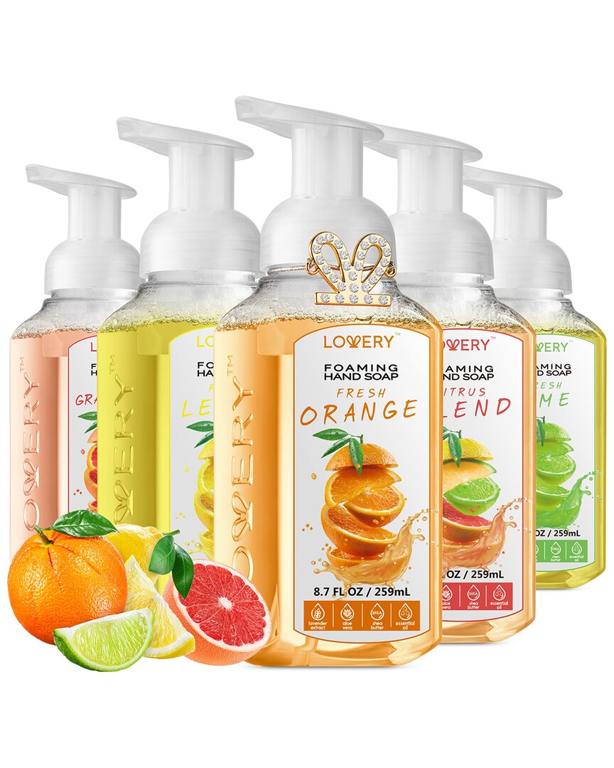 Set of 5 Foaming Hand Soaps in Citrus Scents, Moisturizing Hand Wash