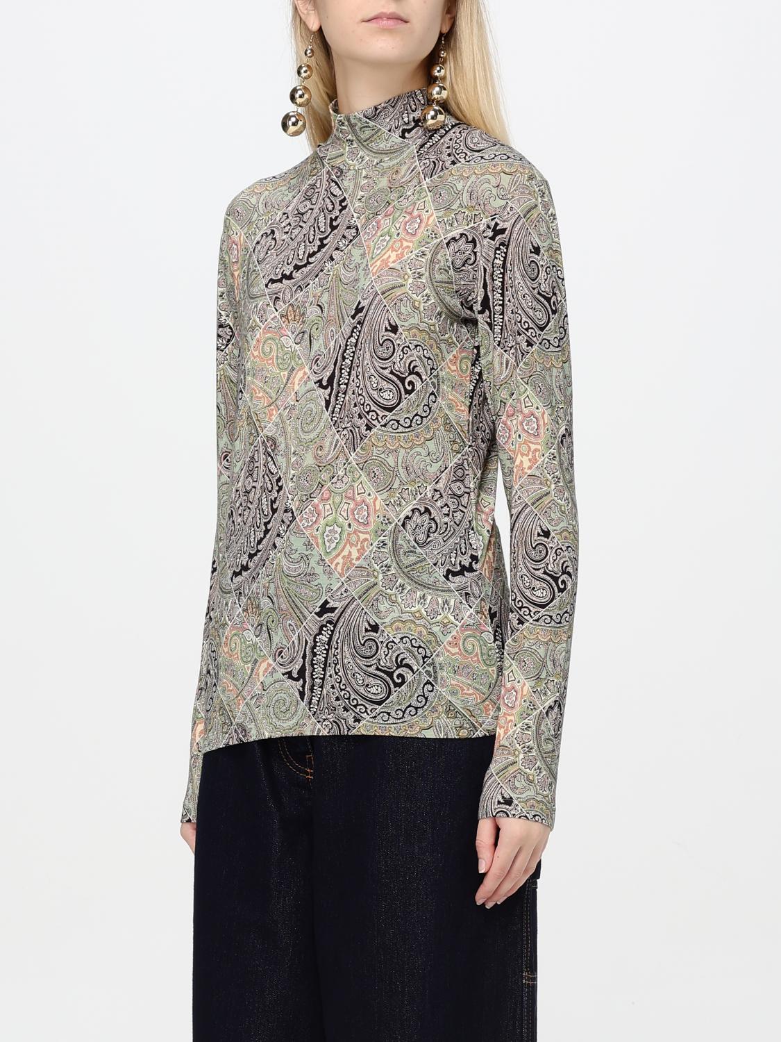 Patchwork-print wool jersey top - Green