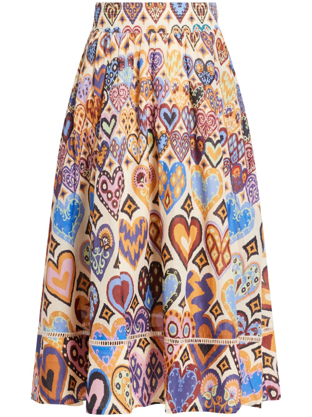 Hearts Ikat maxi skirt - Neutrals