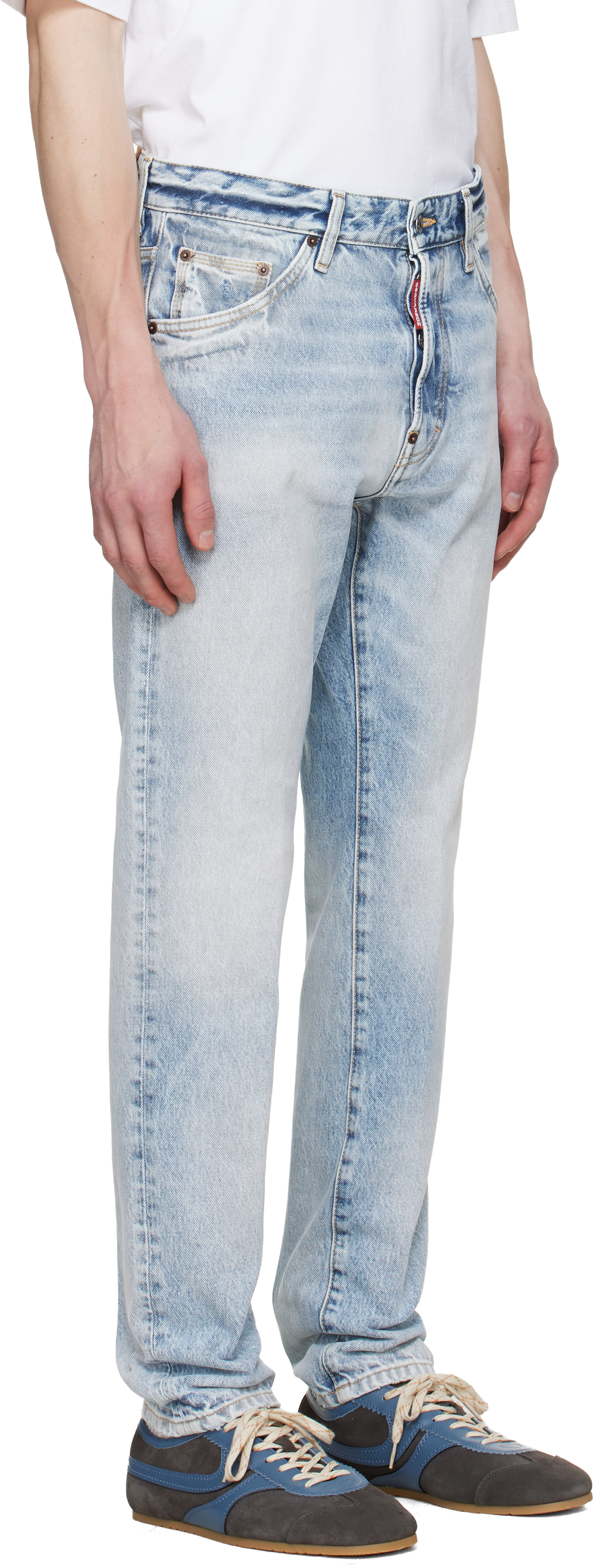 Blue Light Diagonale Wash Teddy Jeans