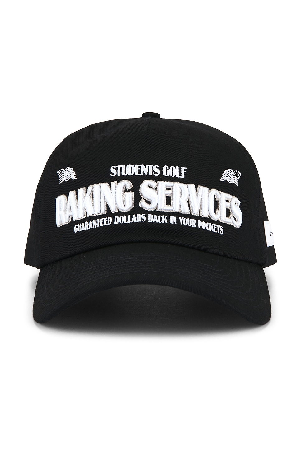 Students Golf Raking Services Snap Back Hat in Black - Black. a