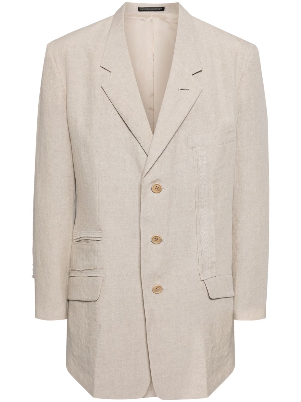 40 linen triple-stitch panelled jacket - Neutrals