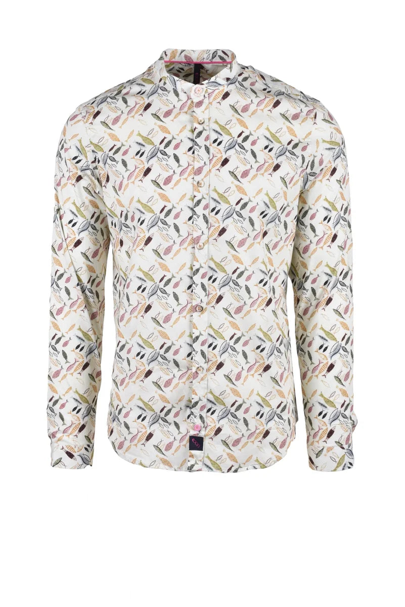 Multicolor Leaf Stretch Cotton Shirt