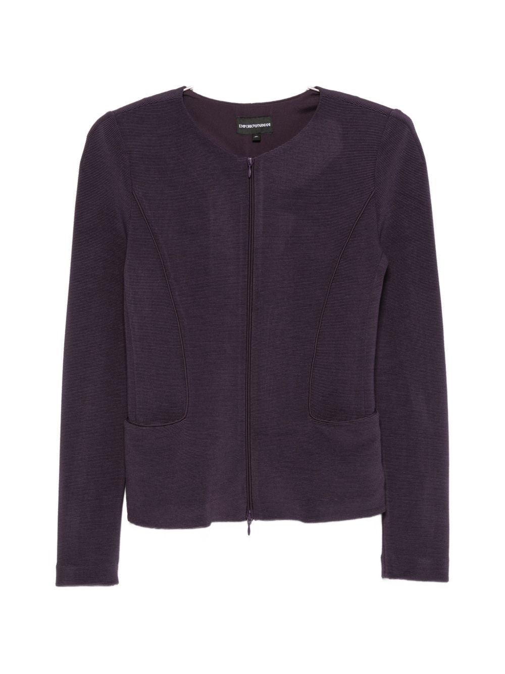 Ribbed Knit Blazer — Purple