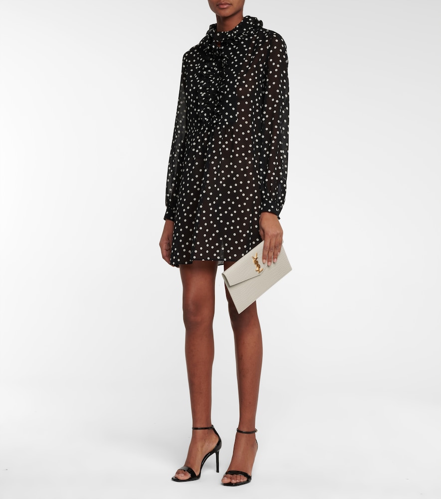 Uptown croc-effect leather clutch