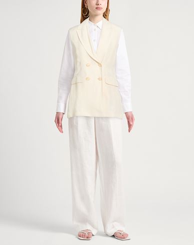 Woman Blazer Cream Size 4 Viscose, Linen