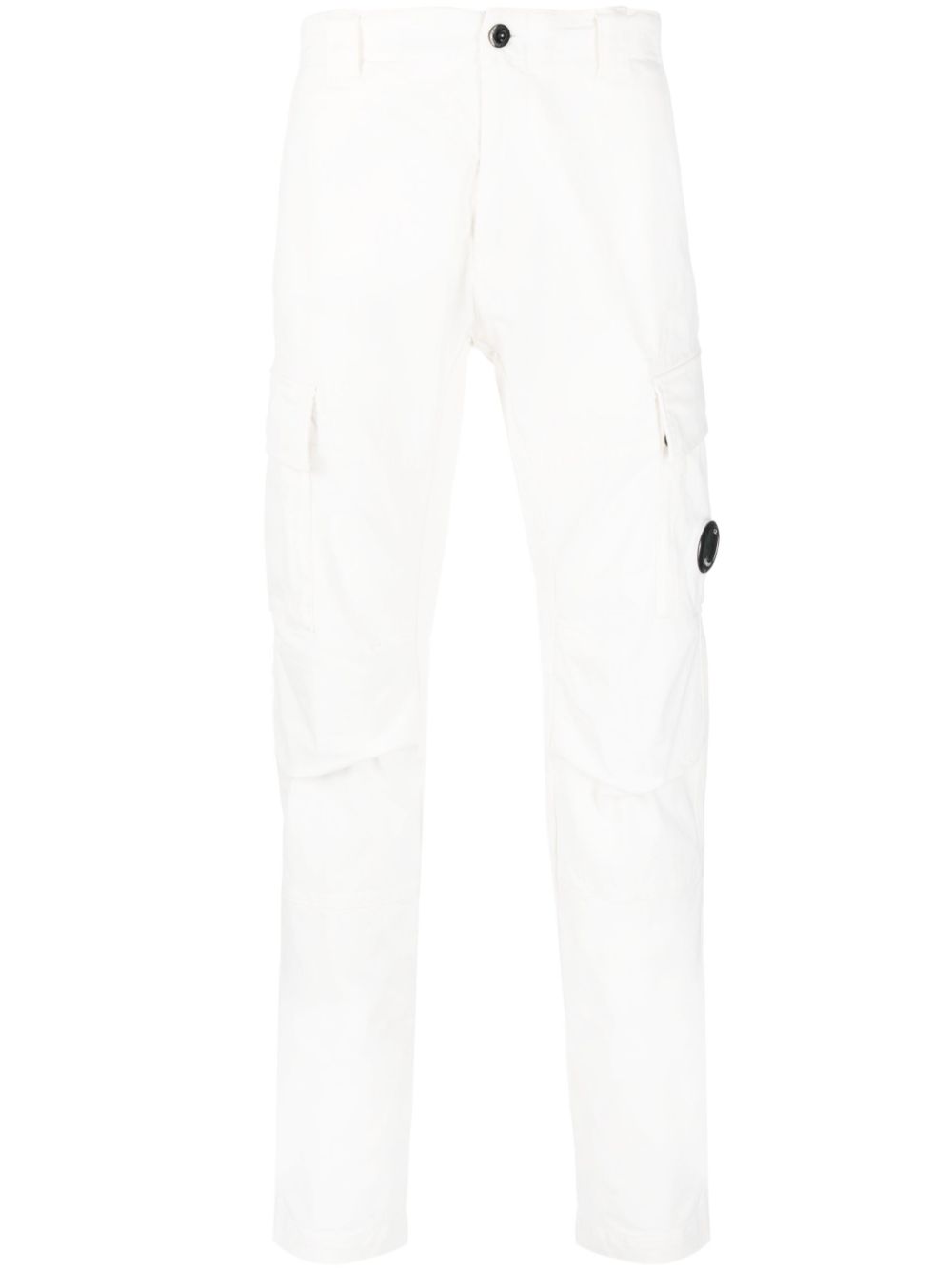 Lens-detail cotton trousers - White