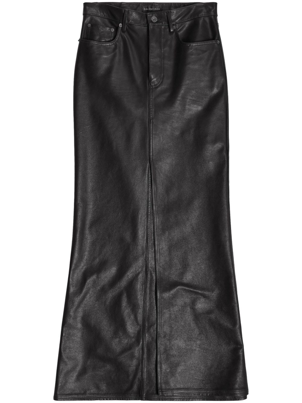 Leather mid-rise maxiskirt - Black