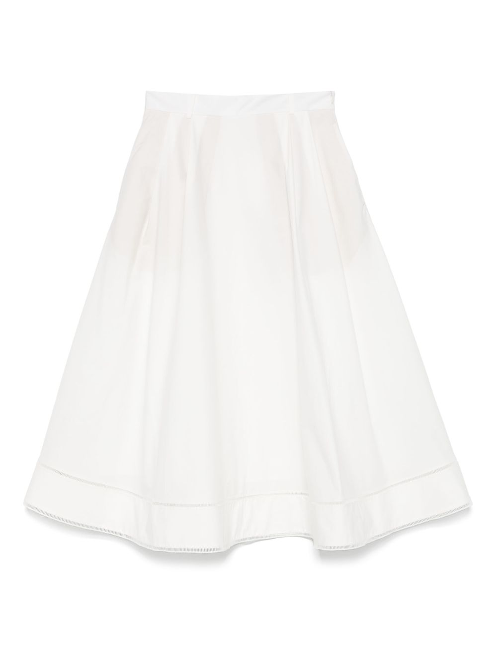 Róhe ladder-embroidered poplin midi skirt - White