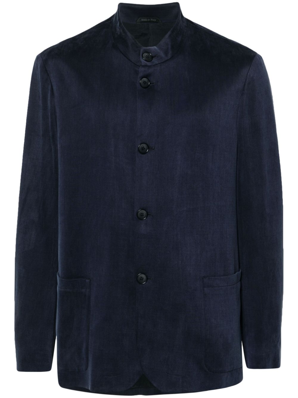 Single-breasted band-collar blazer - Blue